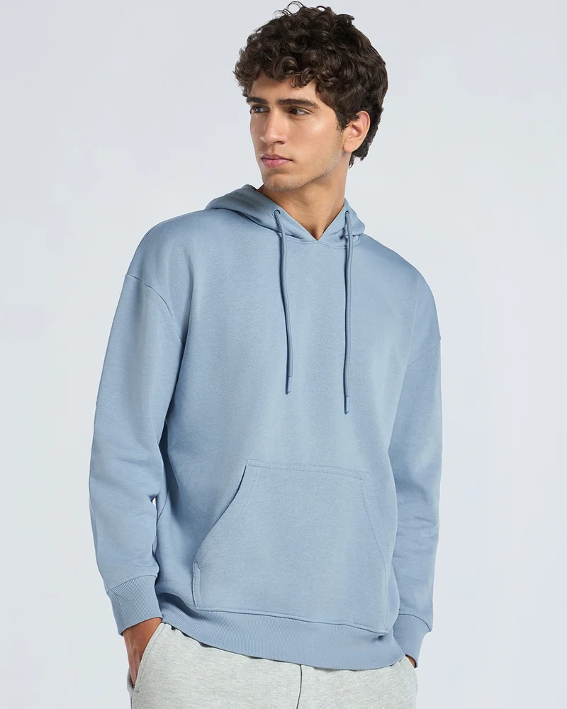بيواكوف Men's Blue Oversized Hoodies